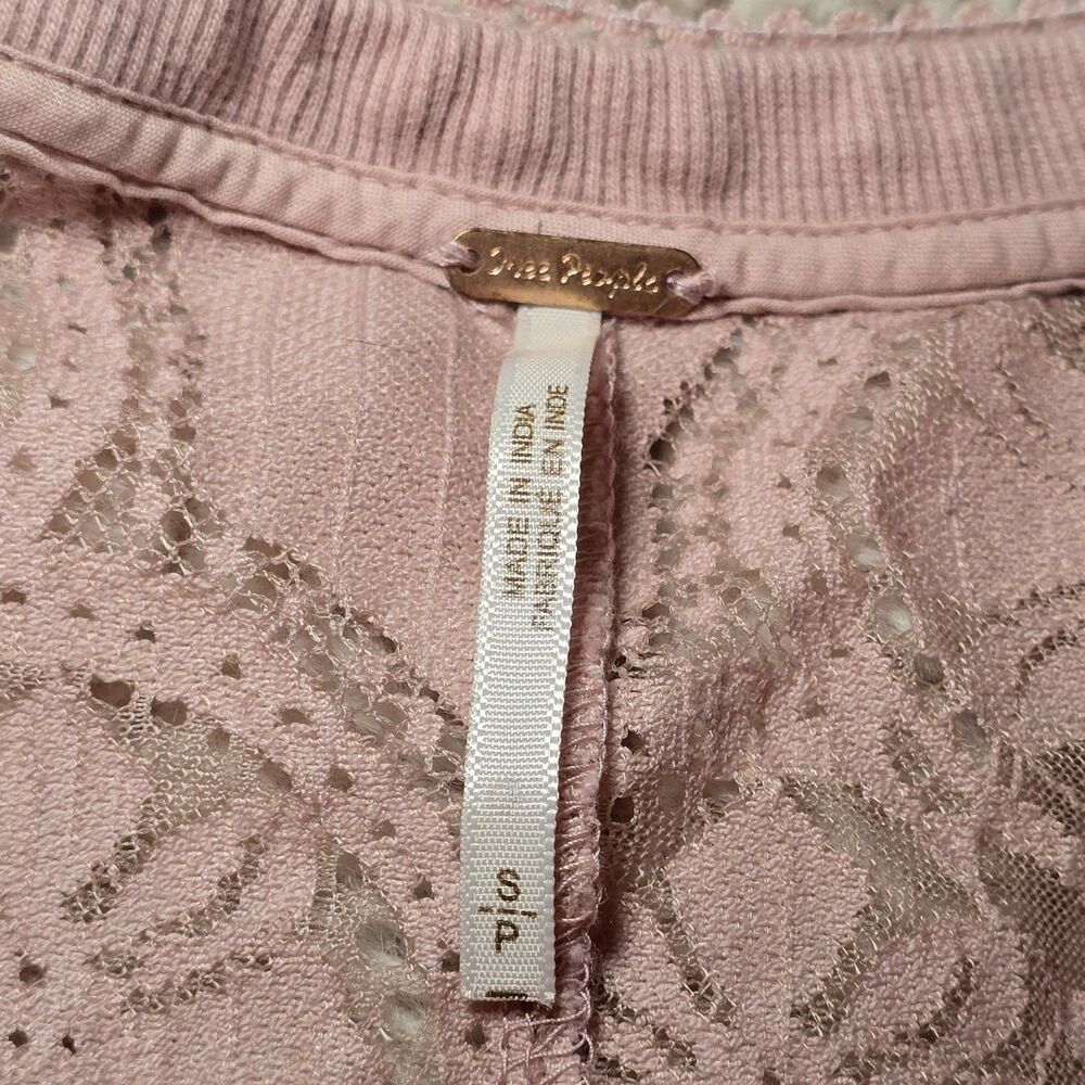 Free People Women's Pink Floral Lace Sleeveless Button Front Tank Top Size S - Picture 4 of 7